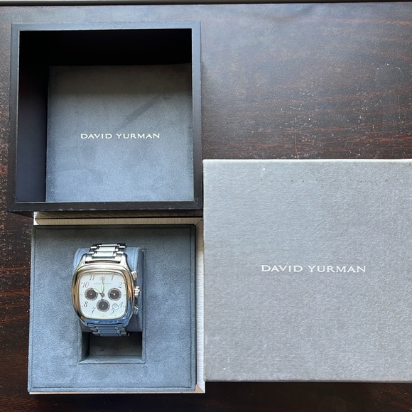 David Yurman Silver Chronograph Watch with original box and paperwork